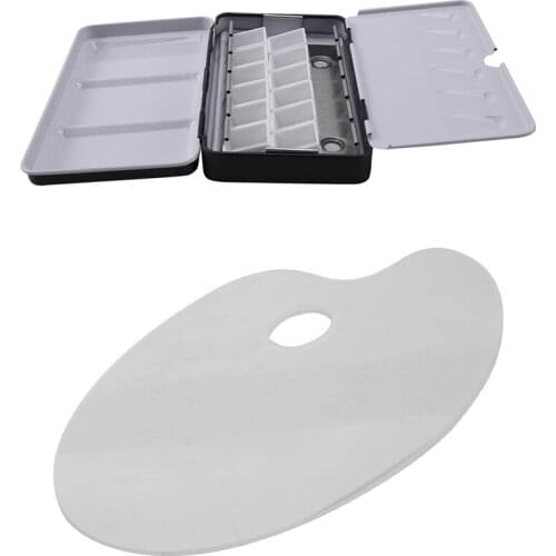 2 Pack Clear Acrylic Paint Palette 10 x 6 Inches & 1set Half Box [Small] with 12 Grids Watercolor Paint Tank Box