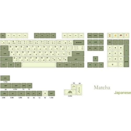 PBT Matcha Keycap Dye Sublimation Similar to XDA Japanese Korean Russian English for MX keyboard 61/64/68/87/96/104