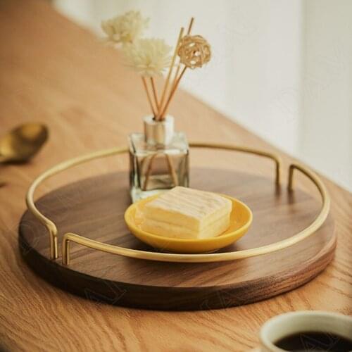 Walnut Wood Storage Trays Simplicity Bedroom Cosmetic Container Afternoon Tea Cake Tray Living Room Desktop Tableware Organizer