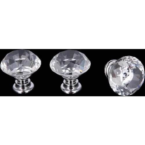 Door Knob 30mm Diamond Shape Crystal Handle Acrylic Wardrobe Shop Window Single Hole Drawer knobs and pulls drawers