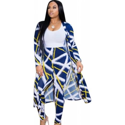 S-4XL Plus Size Two Piece Matching Sets 2 Piece Set Women Clothes Long Cardigan Tops+Pants Suits Casual Autumn Winter Outfits