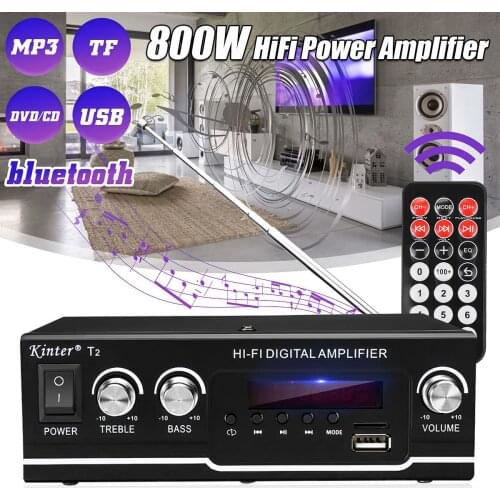 110-240V Bluetooth Power Amplifier HIFI Sound Receiver Audio Amplificador Speaker Home Car Stereo Amplifiers FM USB SD