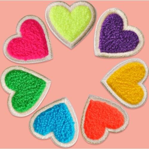 WhatIlife 1Pcs Teddy Plush Embroidery Love Heart Patch Sticker Iron On Jackets Jeans Stripes Patches Garment Badges Accessorise