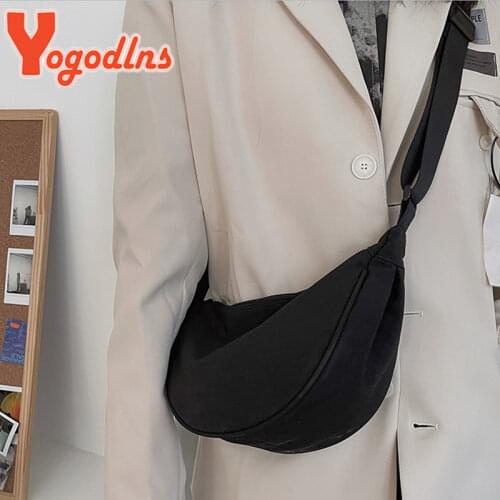 Yogodlns Casual Nylon Shoulder Dumpling Bag Light Crossbody Bag Large Capacity Waist Bag Fashion Half-moon Hobo Bag Clutch Bolso
