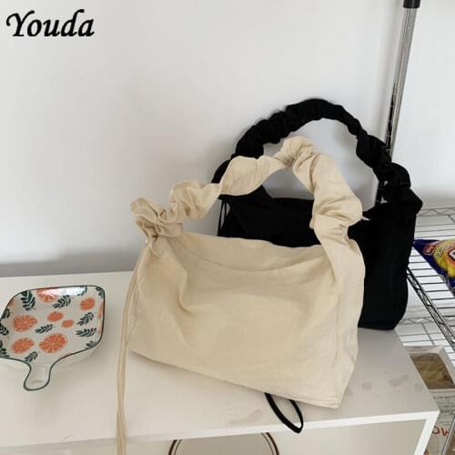 Youda Versatile Pleated Handbags for Women 2021 Fashion Daily Elegant Solid Color Ladies Shoulder Bags Zipper Bag Armpit Bags