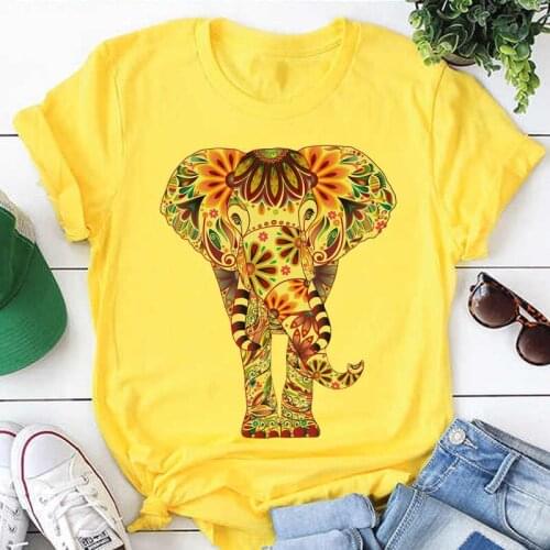 Women T Shirt 2021 New Summer Short Sleeve Colorful Elephant Fashion Lady T-shirts Tops Ladies Womens Graphic Female Tee Tshirt
