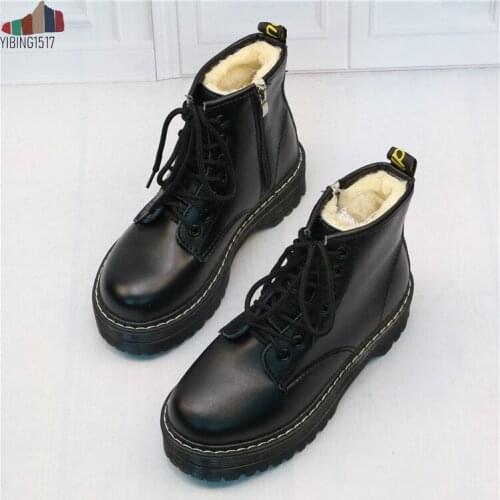 Women Flat Platform Ankle Boots Spring Boot Black Lace Up Medium Creepers Shoes Fashion Party Footwear combat boots for women