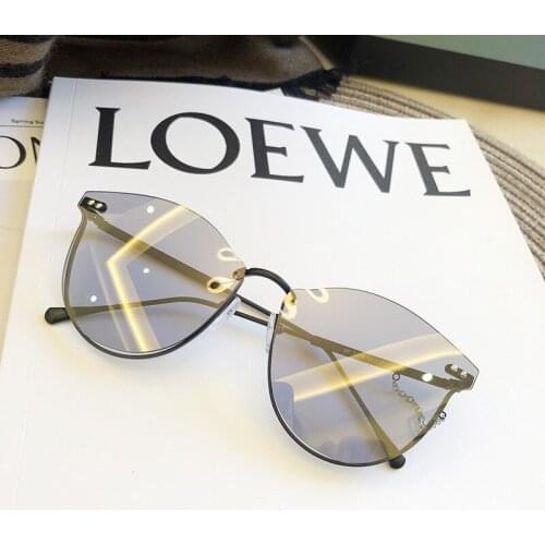 Light Gray Lens Cat Eye Womens Sunglasses 2020 Female Gradient Shades Luxury Brand Korean Celebrities Sun Glasses Fashion Metal