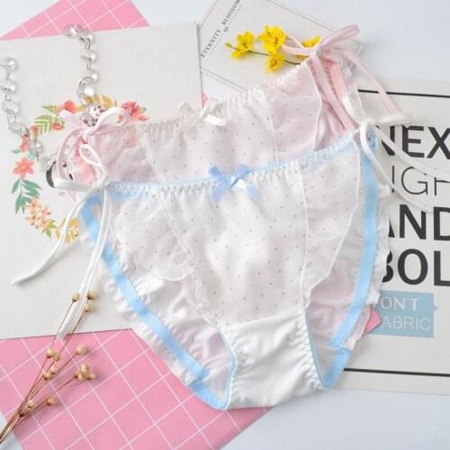 Womens Panties Cute Lingerie Femme Sexy Seamless Thong Panties Blue Pink Kawaii Lolita Underwear Briefs Underpants Tangas Mujer