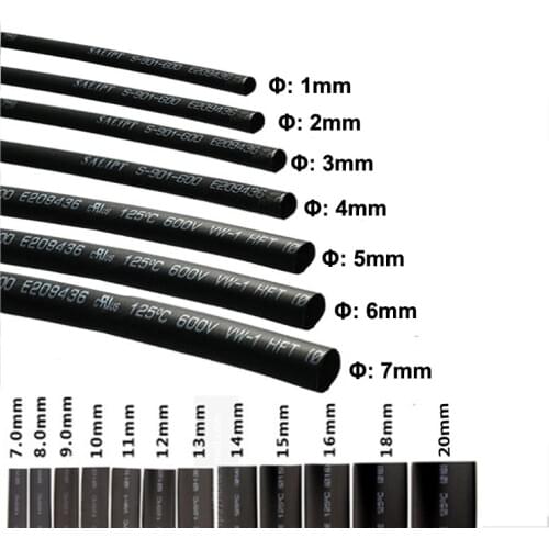 10M Environmental Protection Insulation Sleeve Black Heat Shrinkable Tube Nickel Plate Electronic Wire Package Shrink Tube