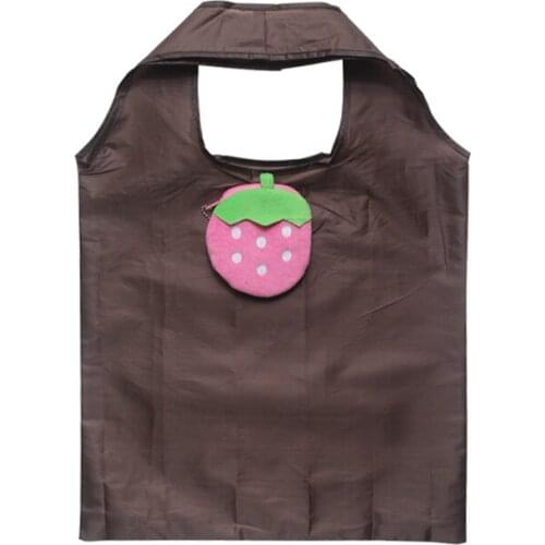 40PCS / LOT Oxford Shopping Bag Folding Eco Reusable Cartoon Plush Strawberry Shopping Storage Bag