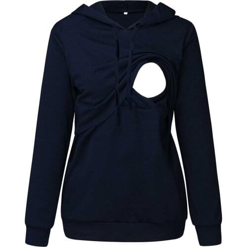 #50 Nursing Clothes Women Pregnant Tops Nursing Maternity Long Sleeves Hooded Clothes Casual Blouse Camisetas De Premama 2021