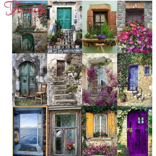 5d Diamond Embroidery 5D DIY Doors and windows landscapes Diamond Painting Christmas Cross Stitch Full square Rhinestone Mosaic