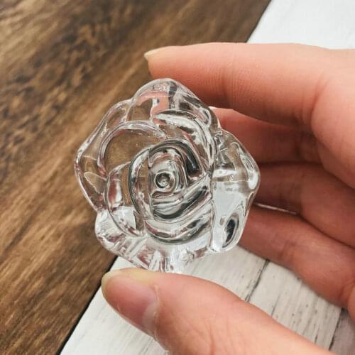 8pcs Home Decoration 45mm Big Flower Crystal Glass Alloy Door Drawer Cabinet Wardrobe Pull Handle Knobs Furniture Fittings