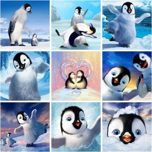 AZQSD Diamond Painting 5d Penguin Cross Stitch Rhinestones Diamond Embroidery Animal Needlework Gift Handicrafts Home Decor
