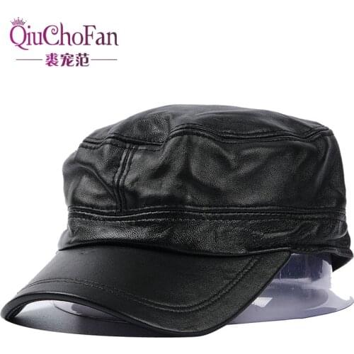 Men Real Sheepskin Leather Caps Male Casual Real Natural Sheep Skin Leather Baseball Hats New Fashion Fall Winter Leather Hat