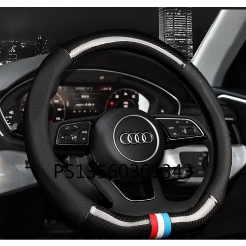 Suitable for Audi A6L A4L A3 A5 A7 A8L Q3 Q5 Q7 q8 steering wheel cover leather carbon fiber grip cover