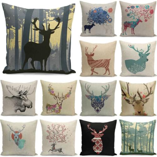 Throw Home Sofa Decor Cover Deer Cushion Print Pillow Case Fashion Home Bedroom Decoration