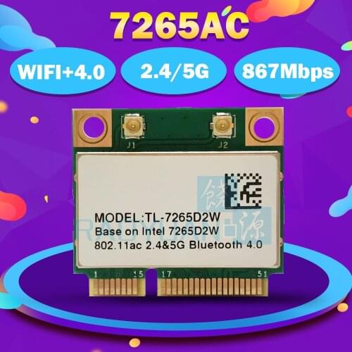 FOR INTEL Dual Band Wireless TL-7265D2W 7265AC half Mini PCI-e BT4.0 802.11AC 2.4G&5G Wireless card