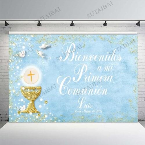 Personalized My First Communion Baptism Invitation Decoration Girl Boy Custom Photo Background Photography Backdrop Photo Studio