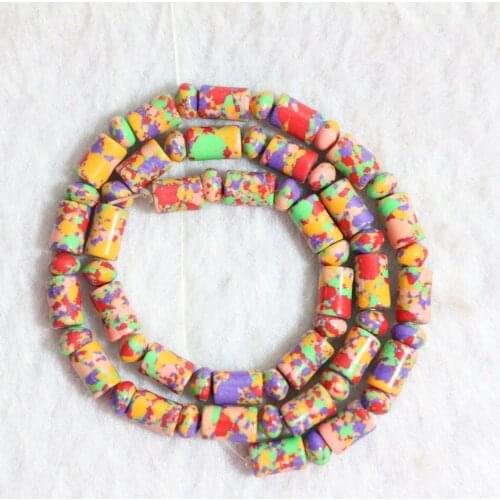 HOT Multicolor rainbow calaite turquoises stone 6x8mm tube charming loose beads diy jewelry 15"B781