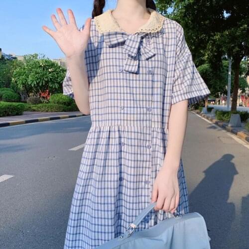 Летние платья в клетку Kawaii Girl China At AliExpress