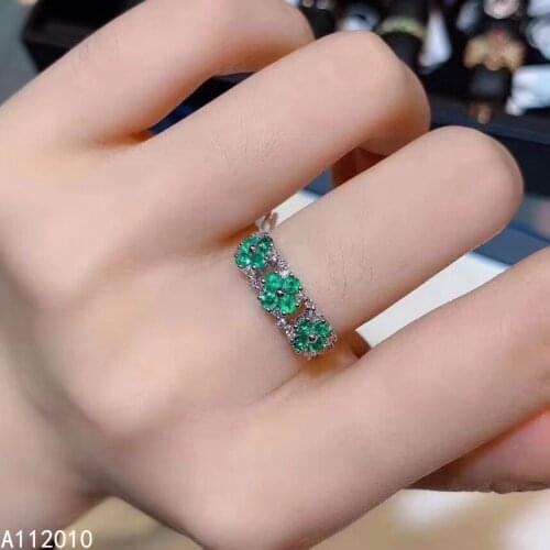 KJJEAXCMY fine jewelry 925 sterling silver inlaid natural gemstone Emerald fashion Womans new ring Support test with box