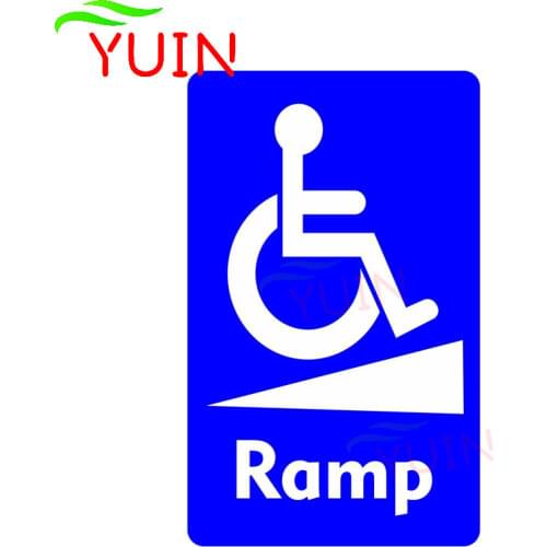 Creative Car Sticker Wheelchair Ramp Notice Sign Disabled Applique Fashion Bumper Decoration Accessories Waterproof Decal 15*9cm