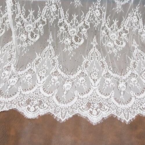 1.5x3meter) Fashion High Quality Handmade dress DIY White Eyelash Lace Trimming fabric