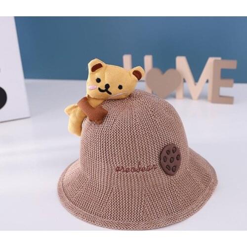LDSLYJR Summer Cartoon bear cotton Bucket Hat Fisherman Hat outdoor travel hat Sun Cap Hats for child boy and girl 41