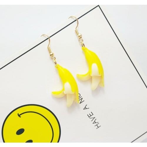 Cute Banana Funny Earrings Small Fresh Fruit Banana Sweet Drop Earrings Fashion Jewelry for Women and Girls