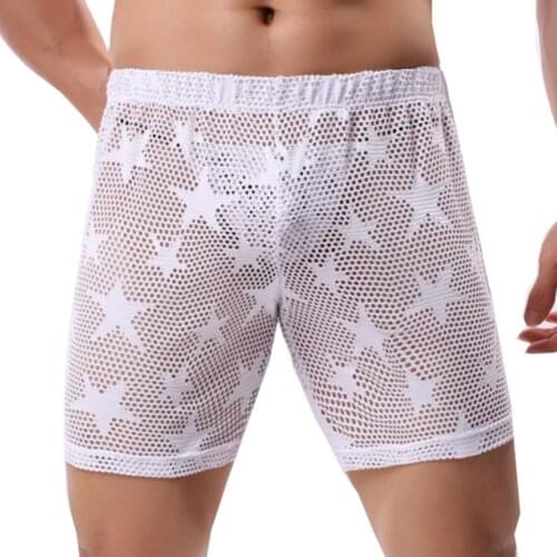 Men Underwear Pijama Hombre See Through Star Mesh Breathable Mens Clothing Ondergoed Mannen Home Shorts Ropa Interior