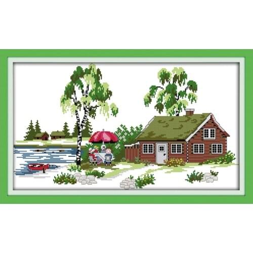 DIY Handmade Needlework Counted Cross Stitch Kits 11CT 14CT Printed Canvas Cross Stitch Pattern Landscape Style Embroidery Set