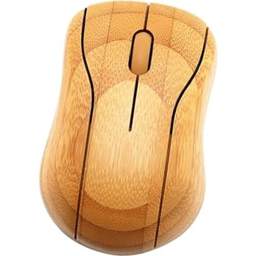 Natural Bamboo PC Mouse 2.4GHz Wireless Optical Mice Sweat-Resistant Anti-Static 3 Adjustable DPI Wooden Eco Friendly Mice