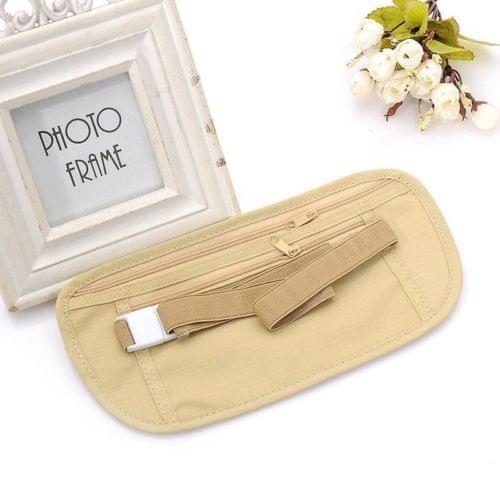 Unisex Waist Bag Solid Color Zipper Closure Multi Layer Large Capacity Ultra Thin Hidden Purse