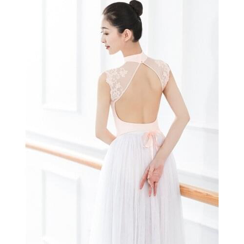 Sexy Dance Leotards One-piece Dance Practice Clothes Women Lace Gymnastics Dancing Costume Adult High Collar Ballet Leotard