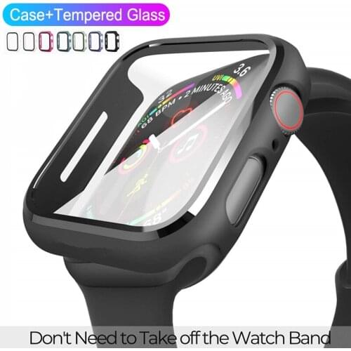 360 Full Protector Cover Glass for Apple Watch Series 5 4 3 2 1 matte Plastic bumper frame case film for iWatch screen protector