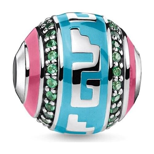 Silver Plated Blue Aztec Bead, 2018 Fashion DIY Karma Beads Ethnic Jewelry Accessories Gift Fit Necklace Bracelet for Women Men