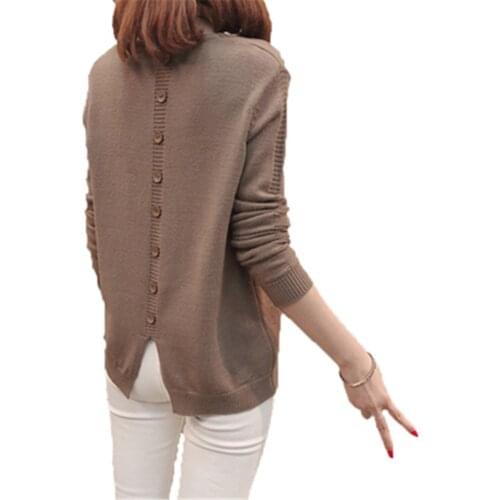 2020 New Fashion Winter Autumn Women Pullover Knitted Sweaters Casual Long Sleeve Elegant Warm Knitwear V-Neck Bottom Tops