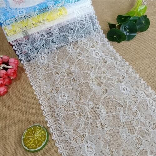 E3070 23CM Stretch And Wide Lace Fabric Dress Pants Skirt Hem Decoration Hollow Lace Edge Black And White Accessories