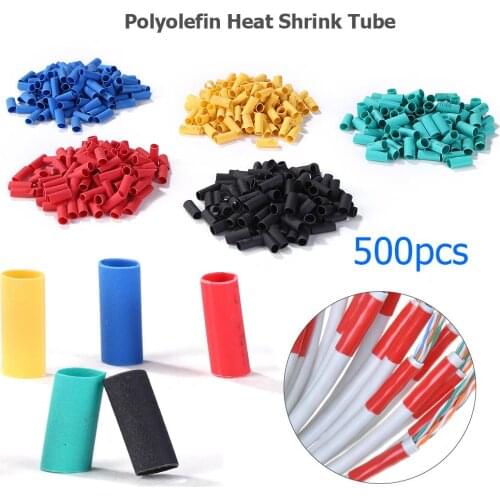 500pcs Flame Retardant Polyolefin Shrinking Assorted Heat Shrink Tube Wrap Wire Cable Insulated Sleeving Tubing Set Pipe Sleeve
