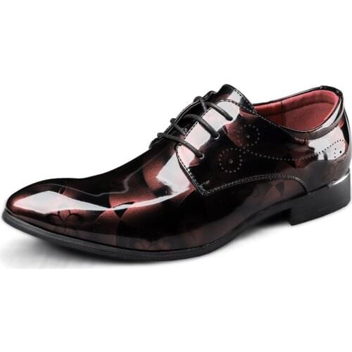 Nightclub Fashion Designer Shoes Mens Pointed Toe Lace-up Patent Leather Shoes Casual Business Shoes Wedding Party Big Size 50