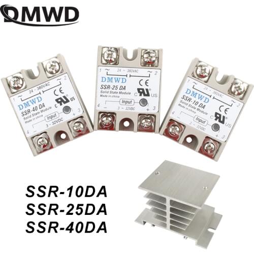Solid state relay SSR-10DA SSR-25DA SSR-40DA 10A 25A 40A actually 3-32V DC TO 24-380V AC SSR 10DA 25DA 40DA new