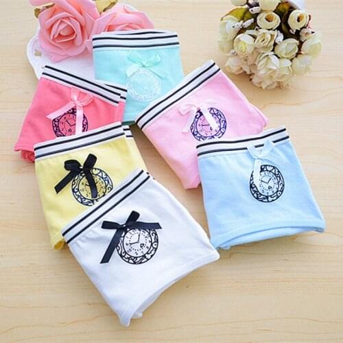 2019 New 4pcs/lot Girls Panties Quality High Elastic Soft Cotton Comfortable Women Low Waist Bow Girl Underwear Kids Underwear