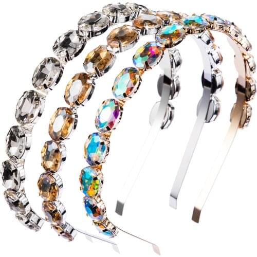 ZA New Fashion Women Crytsal Hairbands Geometric Thin Metal Headbands Elegant Headdress For Wedding Daily Party Accessaries