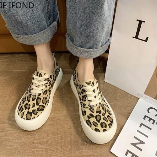 IF IFOND 2021 New Spring Womens Sport Shoes Leopard Flats Platform Casual Shoes For Women Non-slip Round Toe Sneaker Ladies