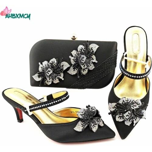 Office Career Italian Ladies New Arrivals Shoes Matching Hand Bag in Black Elegant Women Pumps for Wedding