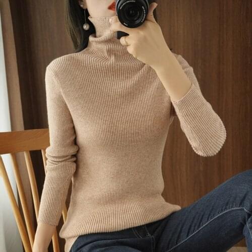 2020 winter new pile pile collar wool sweater pullover womens sweater slim slimming high neck cashmere knitted bottoming shirt