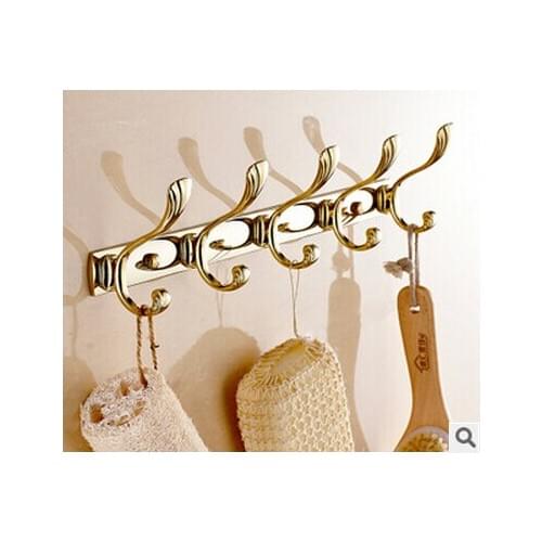 Europe style gold finished bathroom robe hooks,coat racks,clothes hooks bathroom hardware accessories kitchen hangers