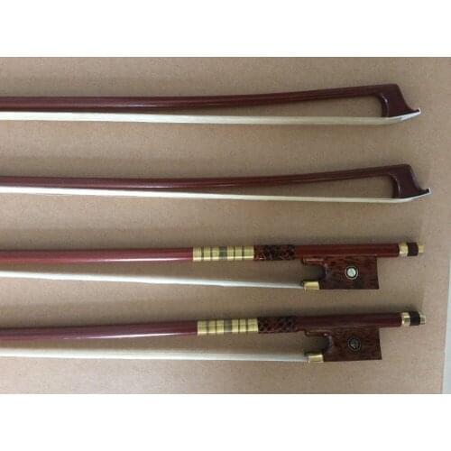 1pc 4/4 size violin bow snake wood frog copper mounted